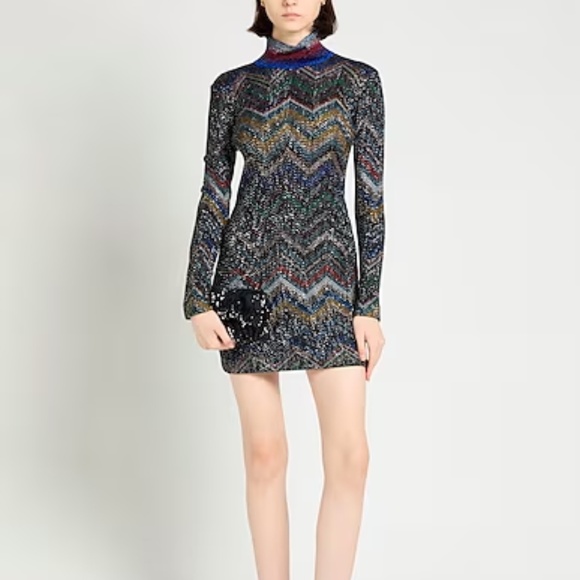 MISSONI Turtle Neck, Knitted Sequin Bodycon Dress - US6- MSRP $2290 Brand  New - joarbit.com
